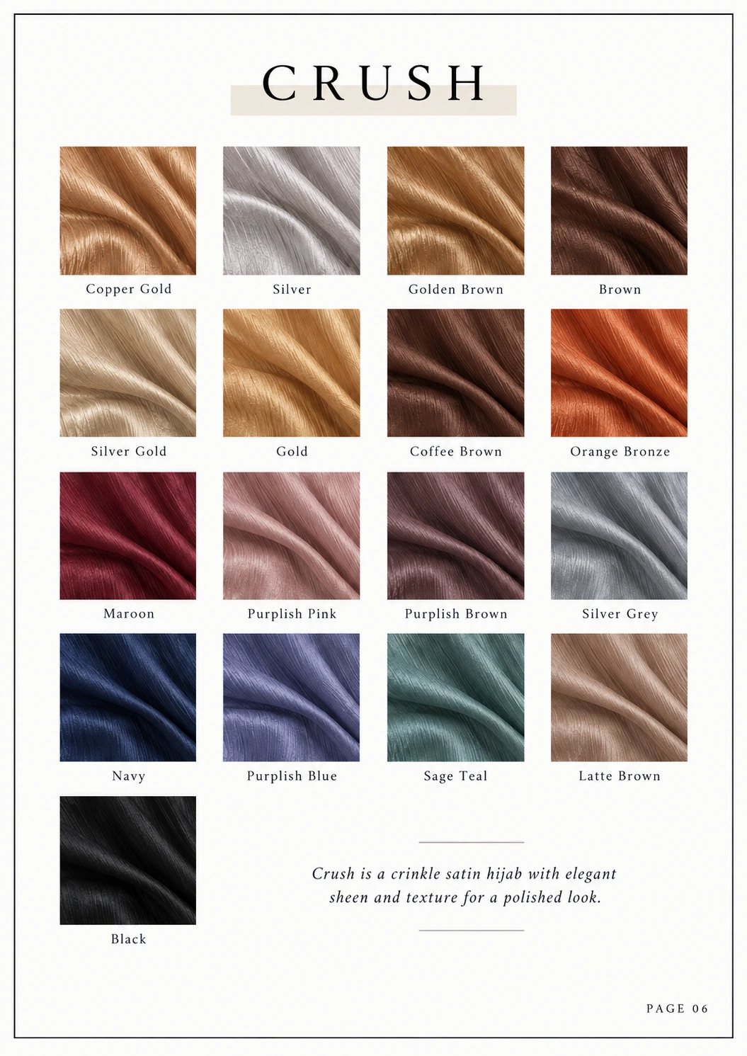 05 Crinkle Satin Hijab Colour Catalogue